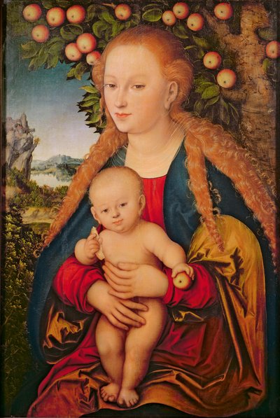 Die Jungfrau und das Kind unter einem Apfelbaum von Lucas Cranach the Elder